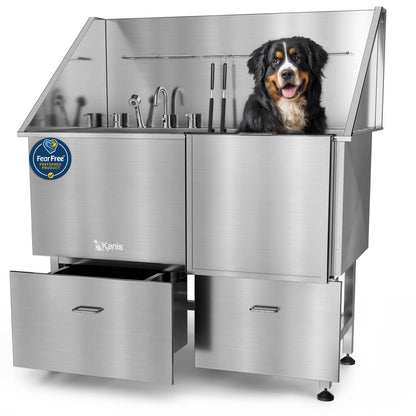 KANIS - Professional Stainless Steel Dog Bathing Station (Silver)