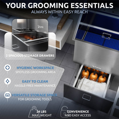 KANIS - Professional Stainless Steel Dog Bathing Station (Silver)