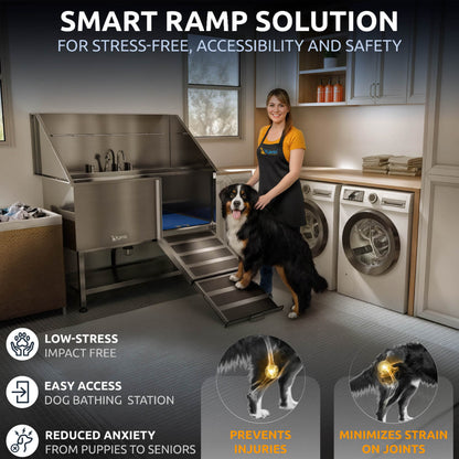 KANIS - Professional Stainless Steel Dog Bathing Station (Silver)