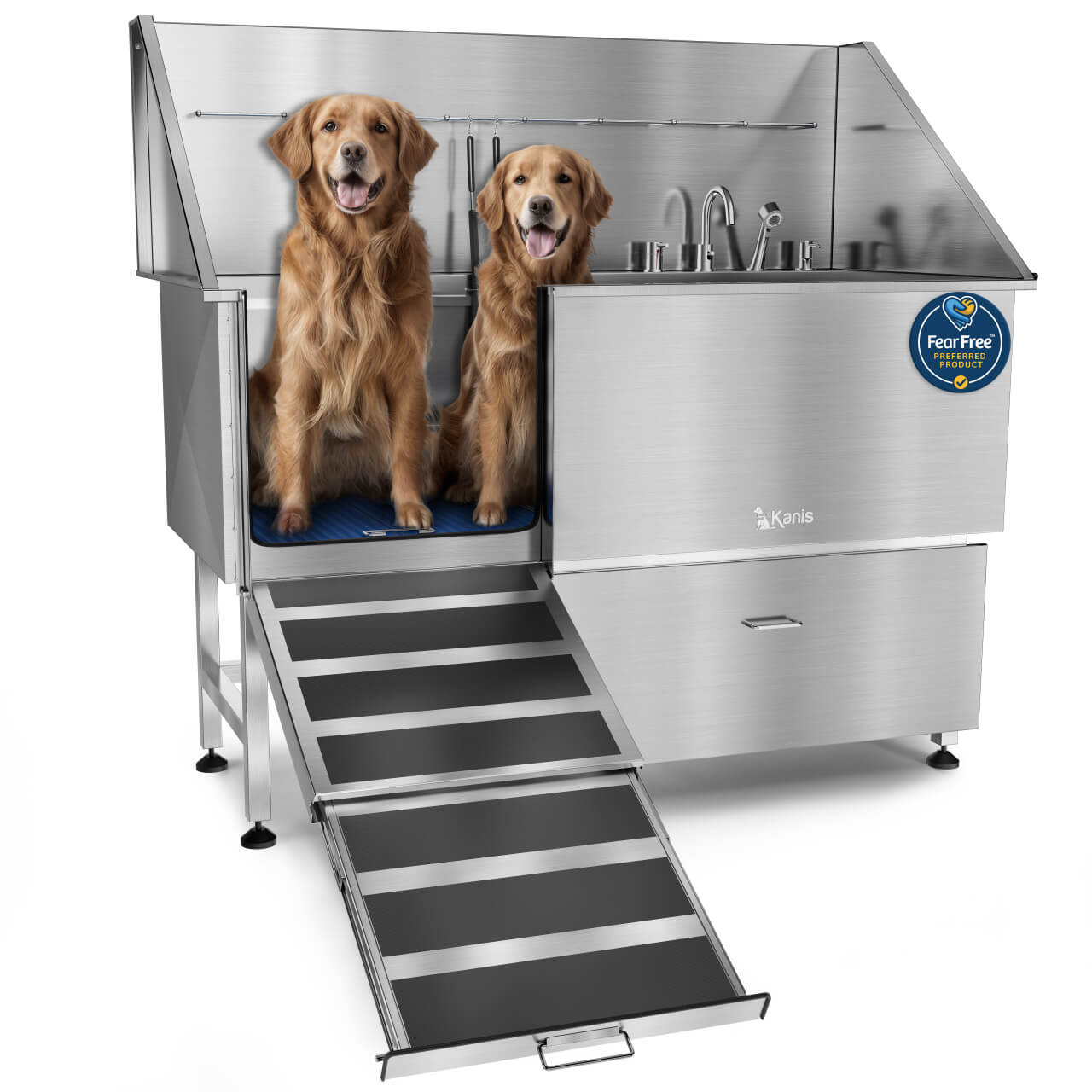 KANIS - Professional Stainless Steel Dog Bathing Station (Silver)