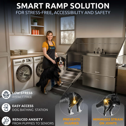 KANIS - Professional Stainless Steel Dog Bathing Station (Silver)