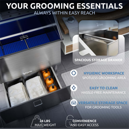 KANIS - Professional Stainless Steel Dog Bathing Station (Silver)