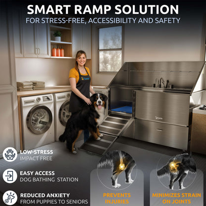 KANIS - Professional Stainless Steel Dog Bathing Station (Silver)