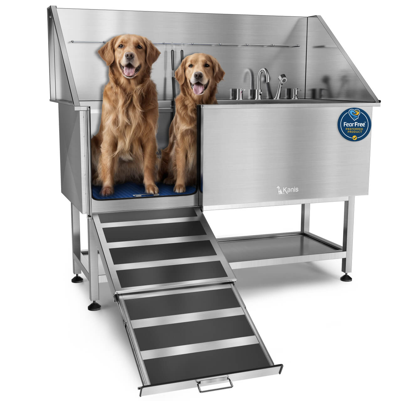 KANIS - Professional Stainless Steel Dog Bathing Station (Silver)