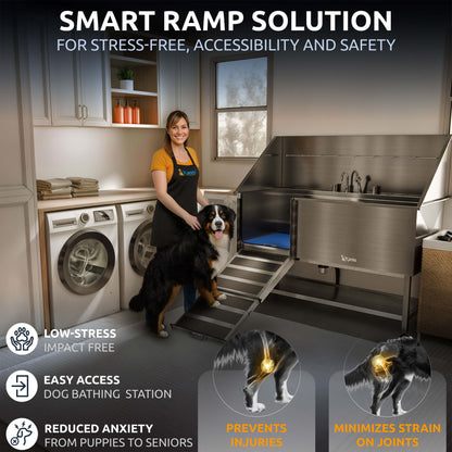 KANIS - Professional Stainless Steel Dog Bathing Station (Silver)