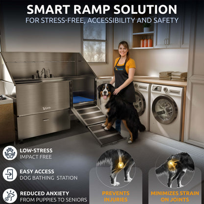 KANIS - Professional Stainless Steel Dog Bathing Station (Silver)