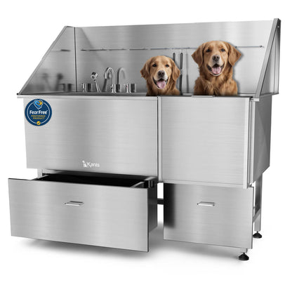 KANIS - Professional Stainless Steel Dog Bathing Station (Silver)