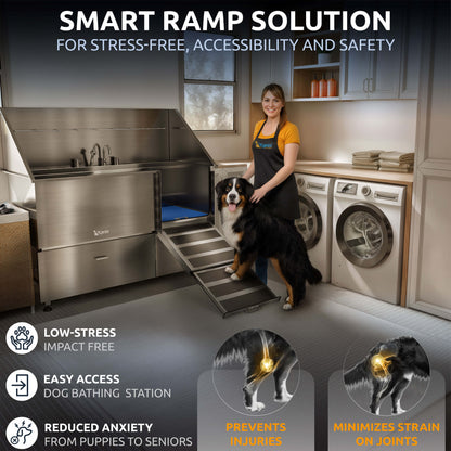 KANIS - Professional Stainless Steel Dog Bathing Station (Silver)