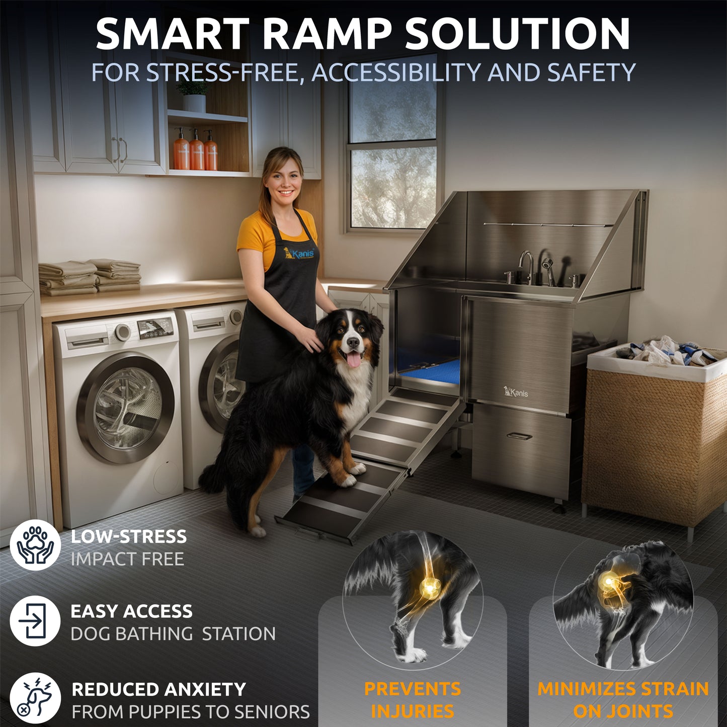 KANIS - Professional Stainless Steel Dog Bathing Station