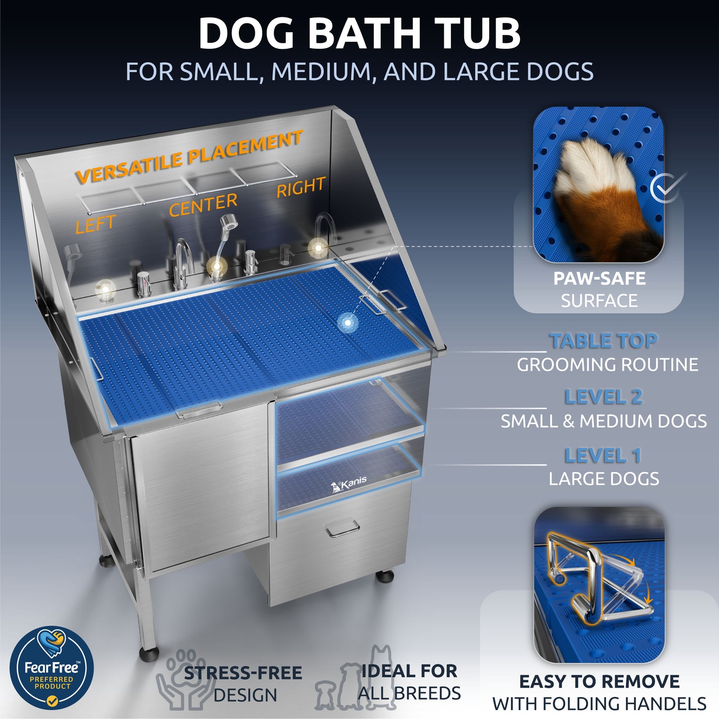 KANIS - Professional Stainless Steel Dog Bathing Station