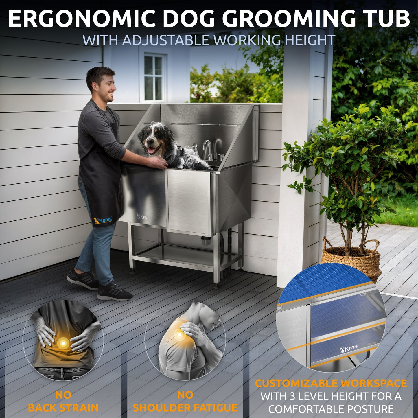 KANIS - Professional Stainless Steel Dog Bathing Station
