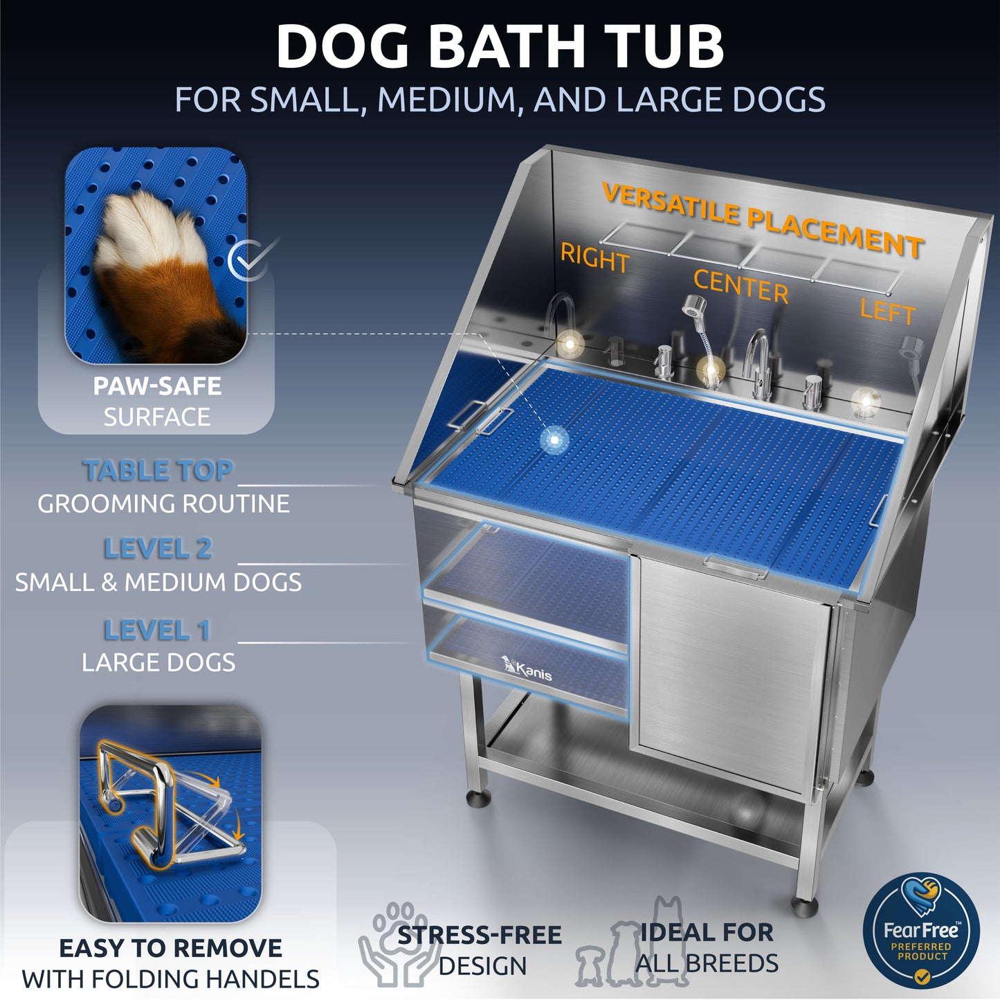 KANIS - Professional Stainless Steel Dog Bathing Station