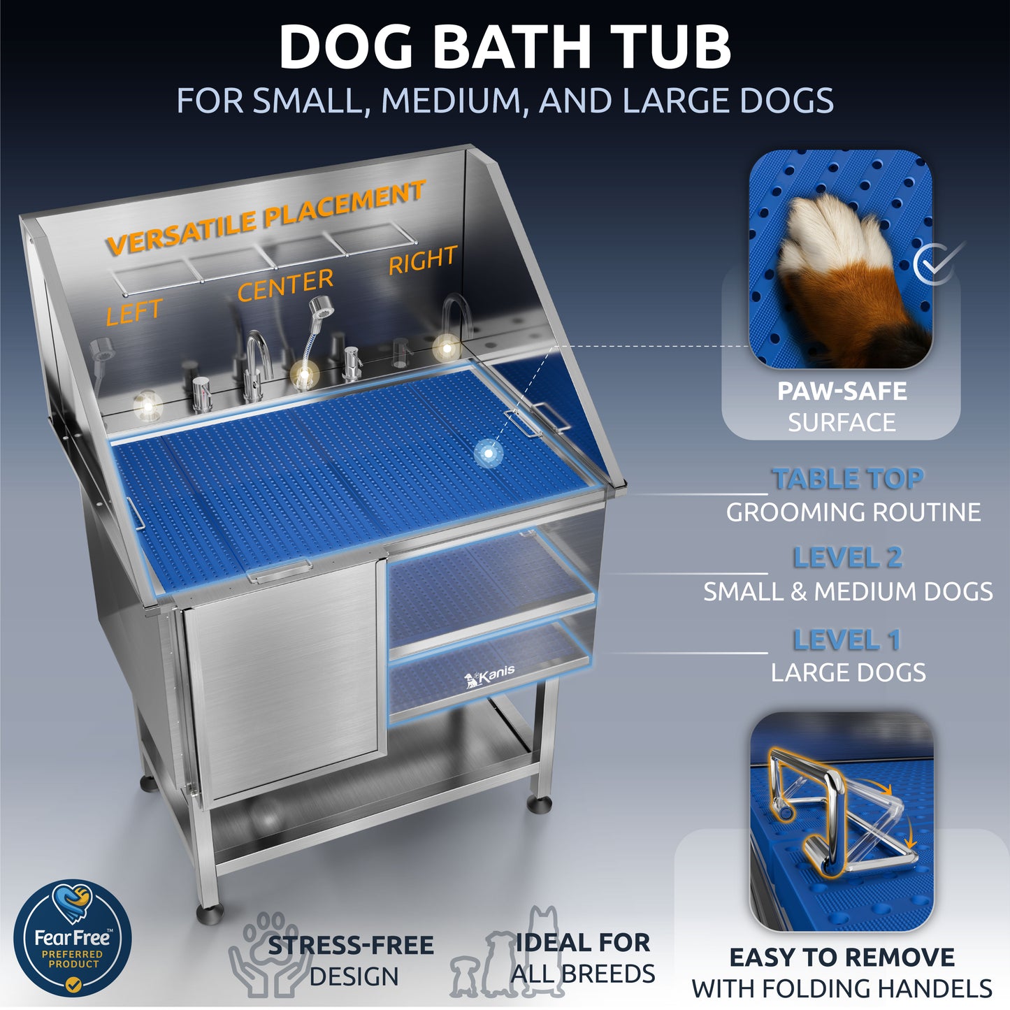 KANIS - Professional Stainless Steel Dog Bathing Station