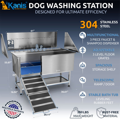 KANIS - Professional Stainless Steel Dog Bathing Station