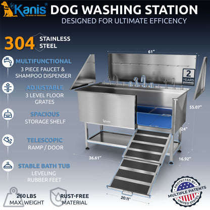 KANIS - Professional Stainless Steel Dog Bathing Station