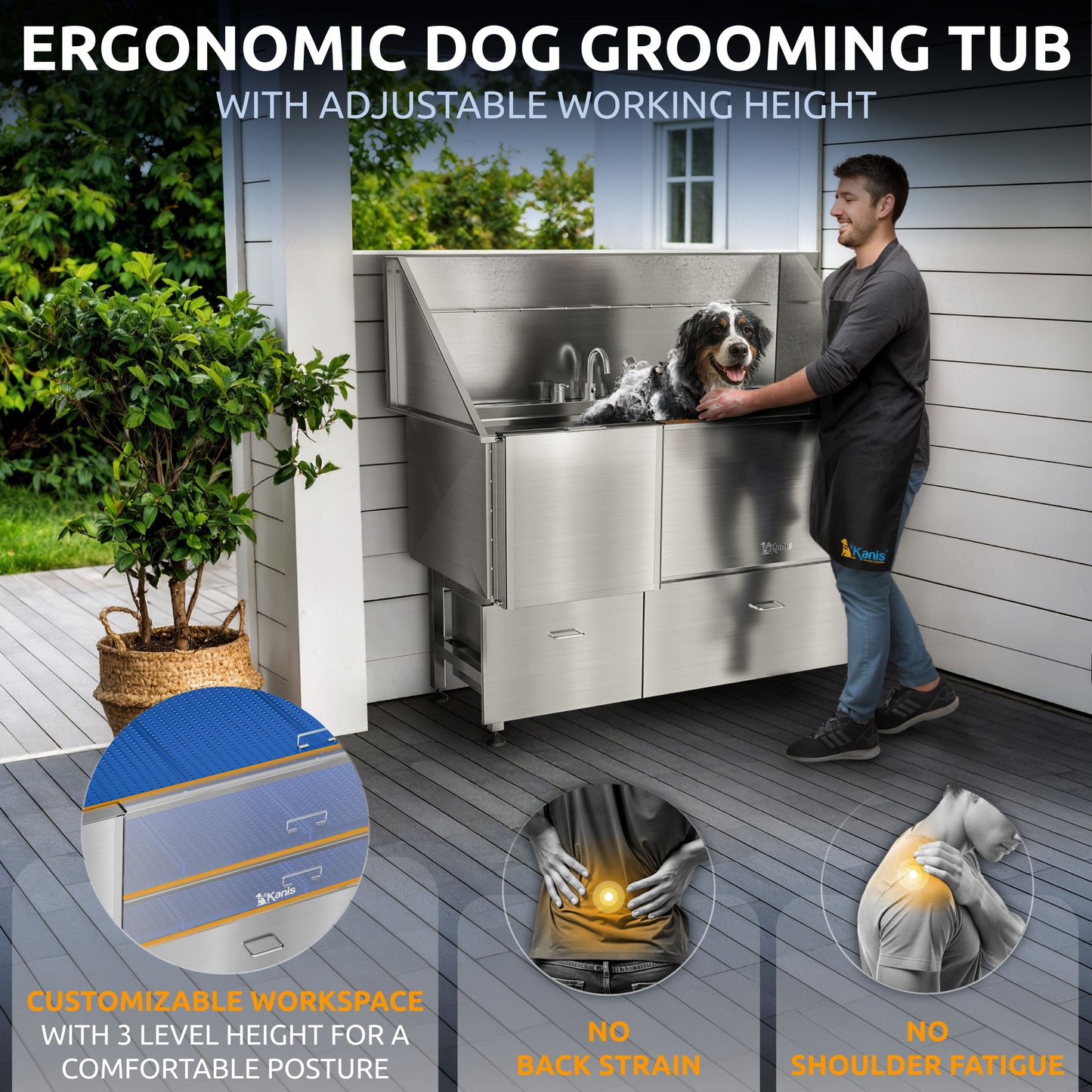 KANIS - Professional Stainless Steel Dog Bathing Station