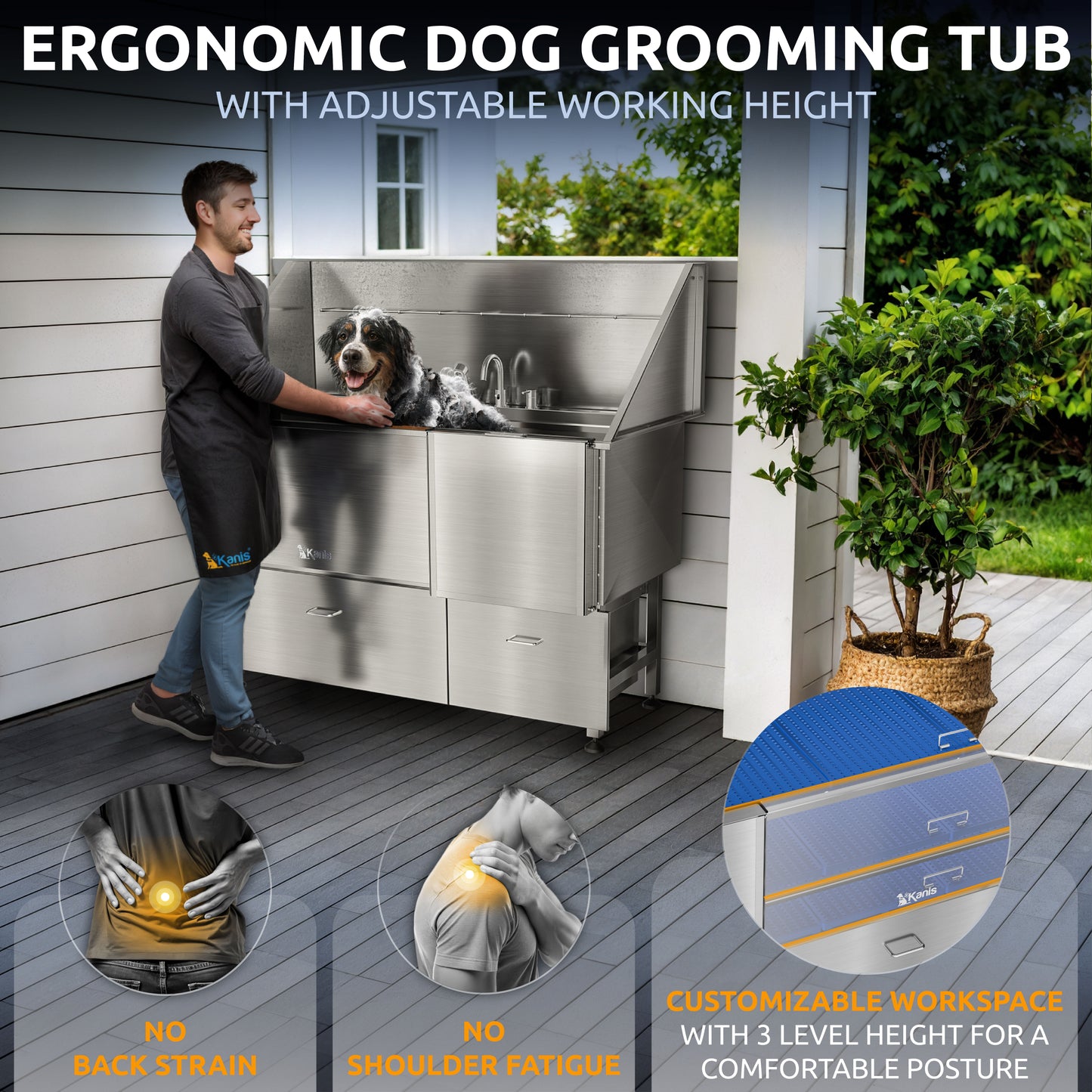 KANIS - Professional Stainless Steel Dog Bathing Station