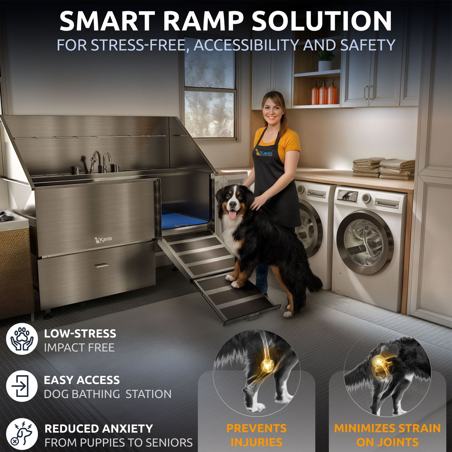 KANIS - Professional Stainless Steel Dog Bathing Station