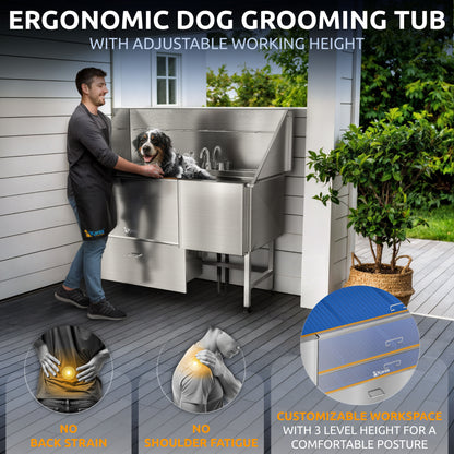 KANIS - Professional Stainless Steel Dog Bathing Station