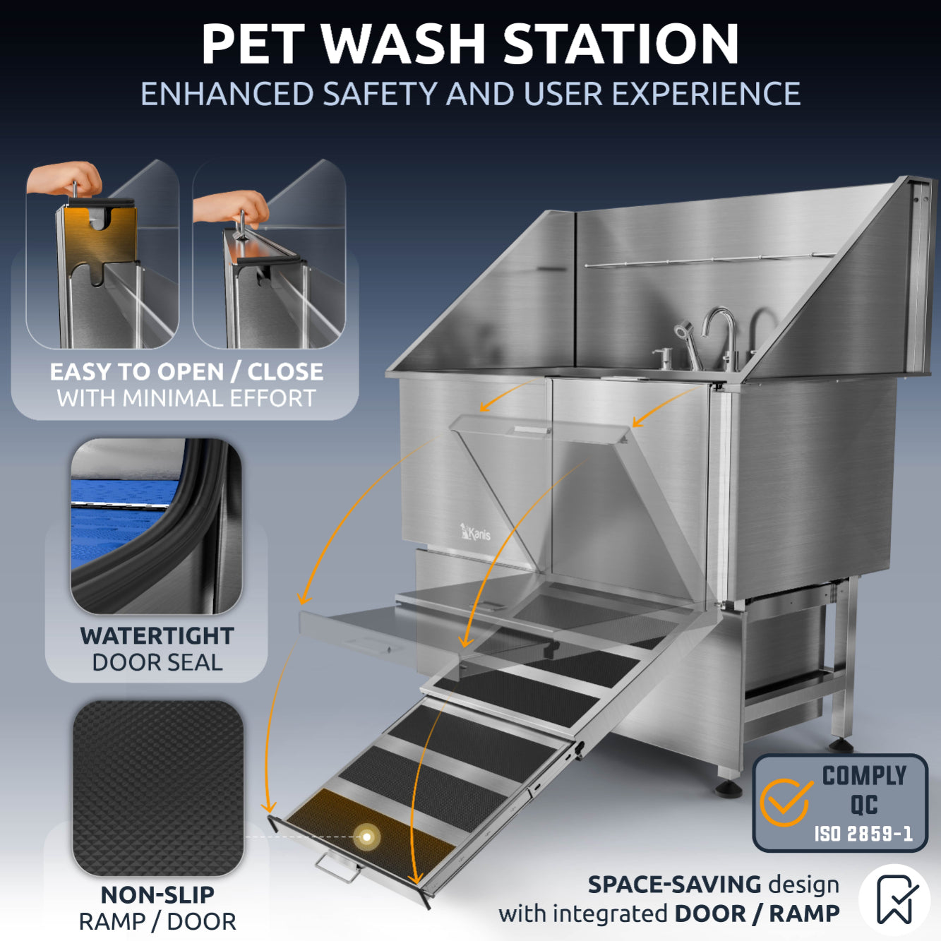 KANIS - Professional Stainless Steel Dog Bathing Station