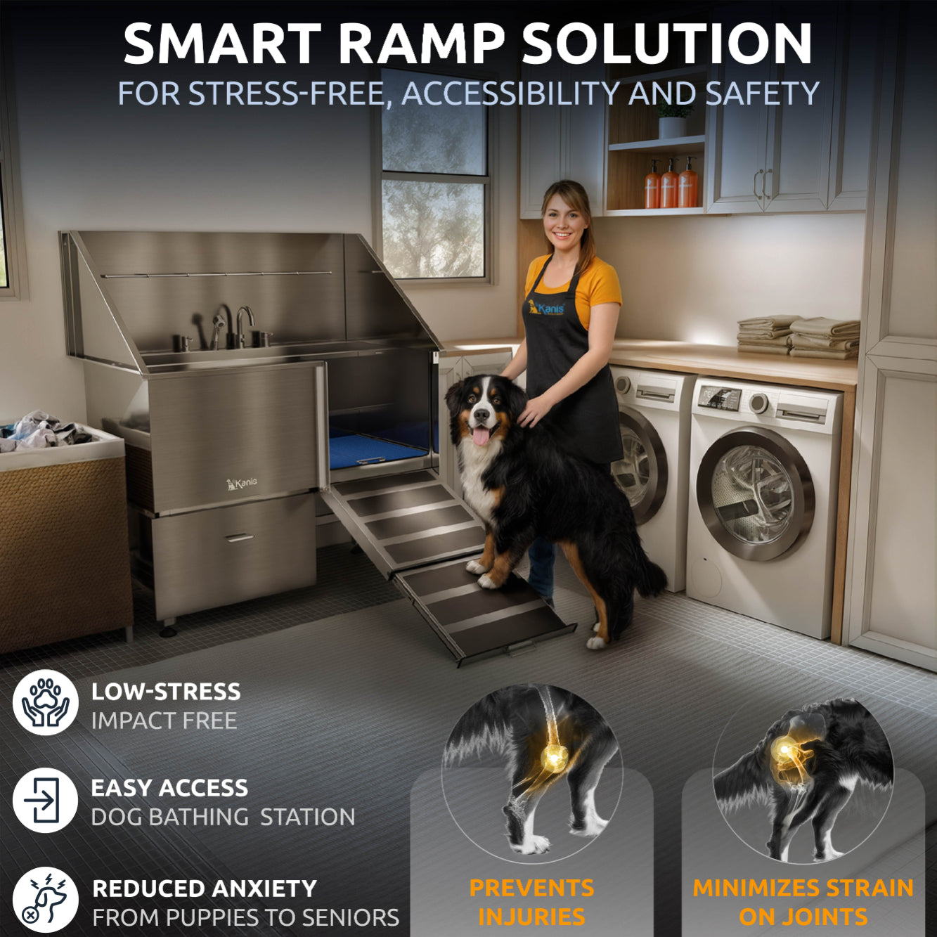 KANIS - Professional Stainless Steel Dog Bathing Station