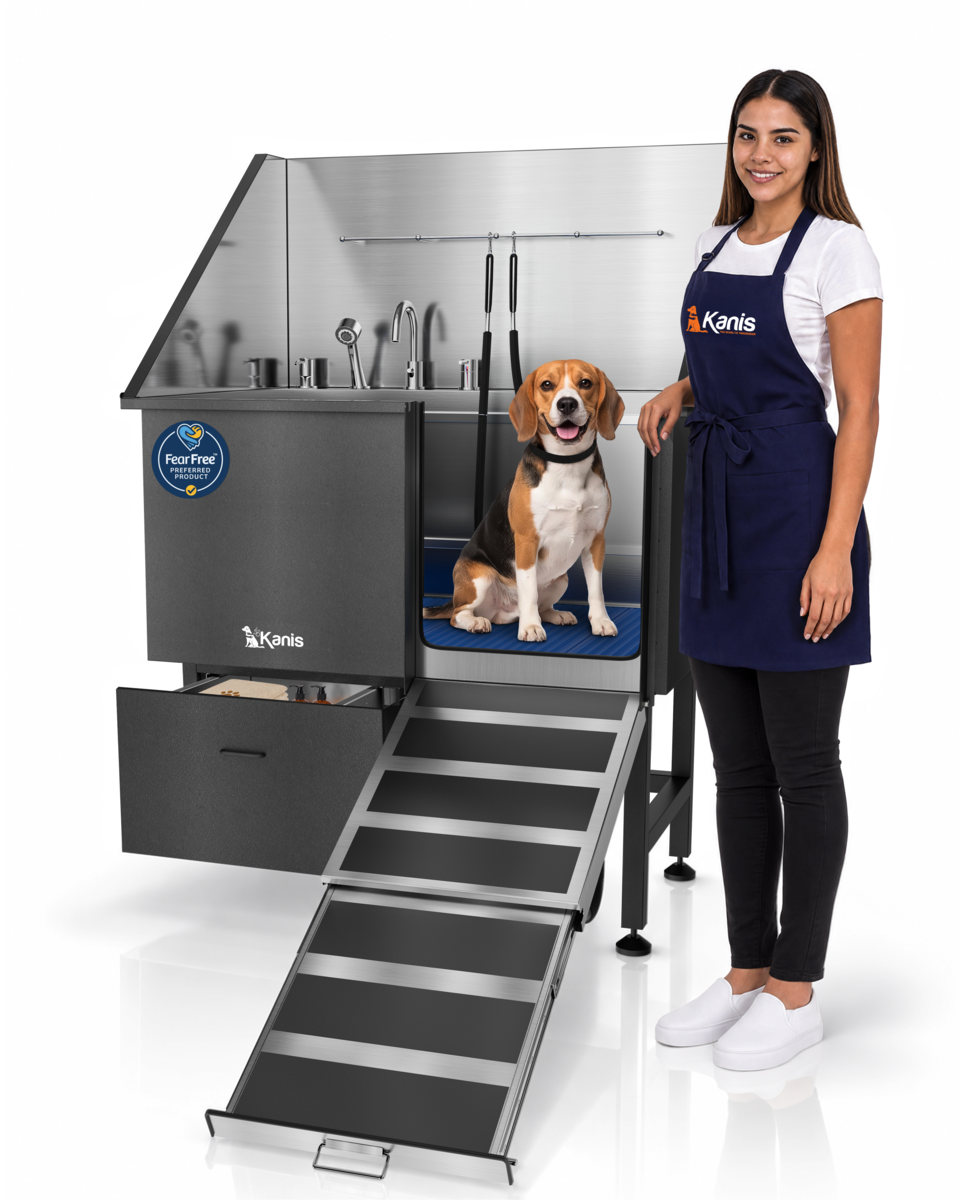 KANIS - Professional Stainless Steel Dog Bathing Station (Black)