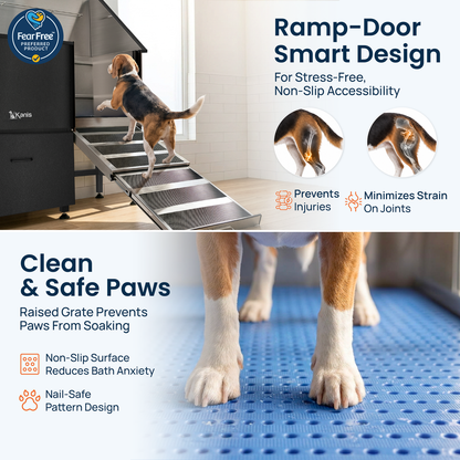 KANIS - Professional Stainless Steel Dog Bathing Station (Black)