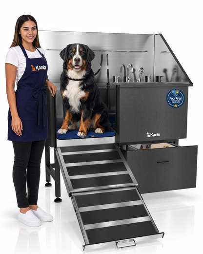 KANIS - Professional Stainless Steel Dog Bathing Station (Black)
