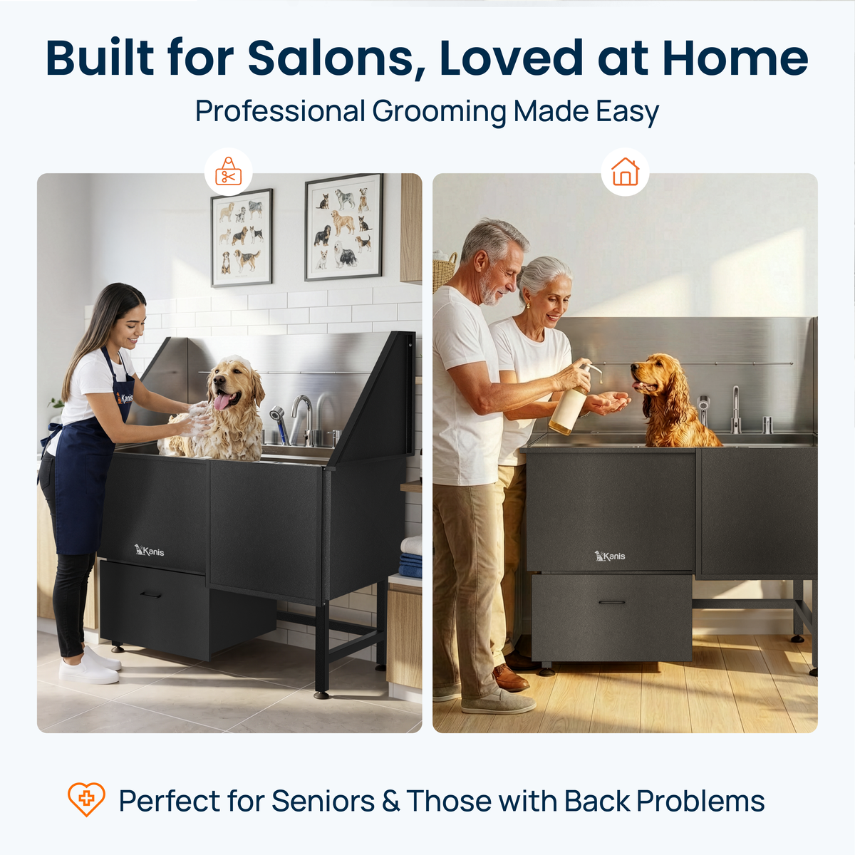 KANIS - Professional Stainless Steel Dog Bathing Station (Black)