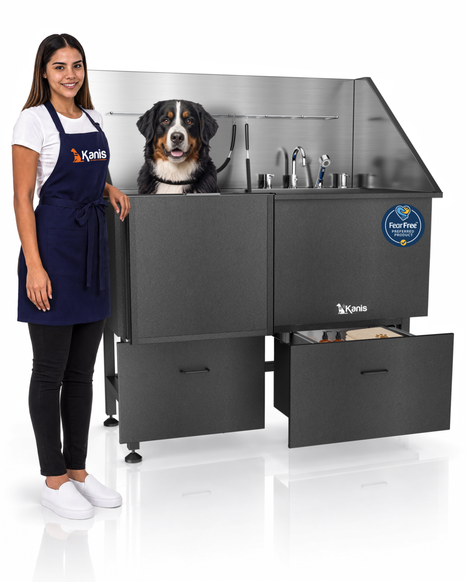 KANIS - Professional Stainless Steel Dog Bathing Station (Black)
