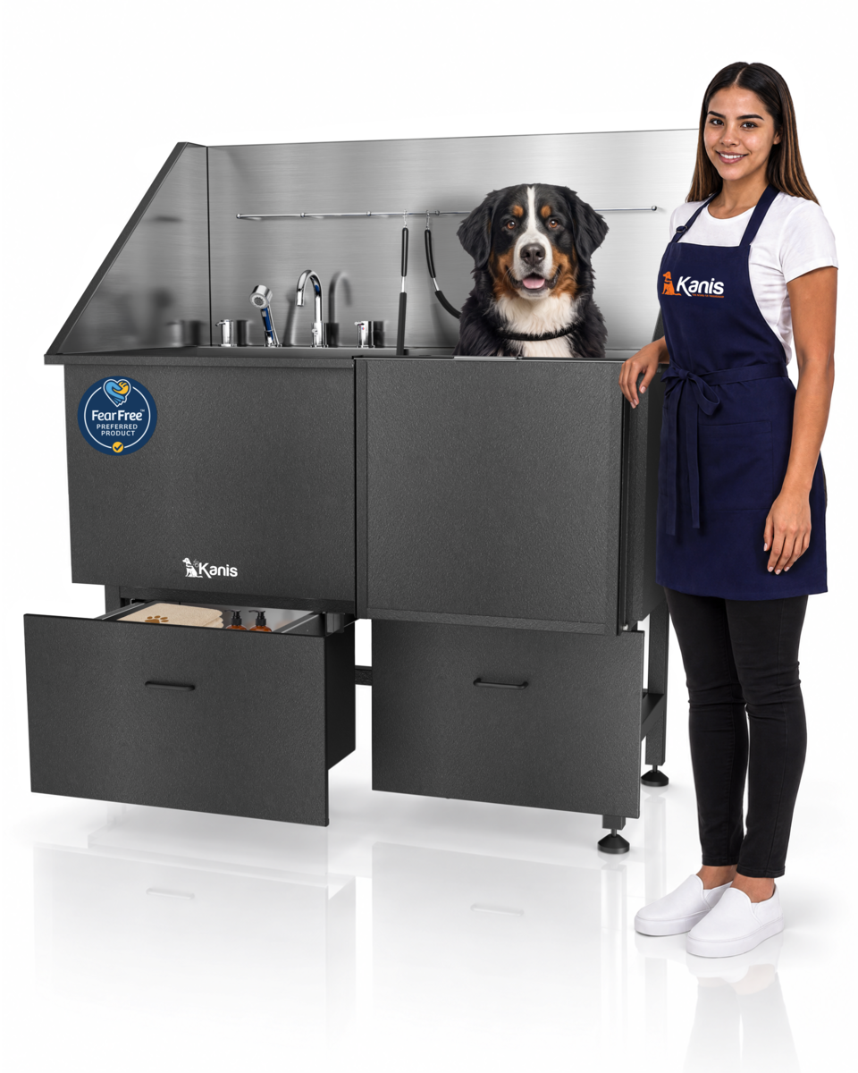 KANIS - Professional Stainless Steel Dog Bathing Station (Black)