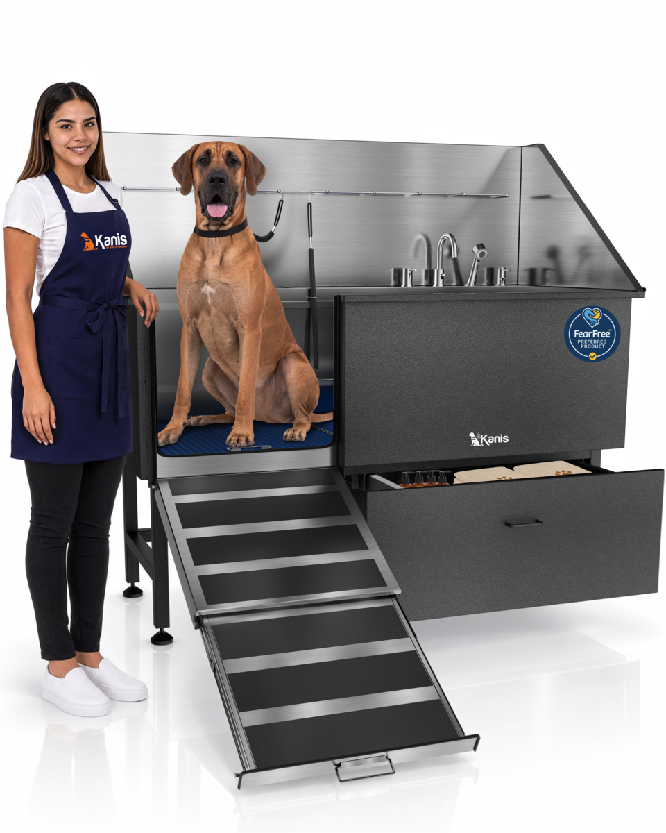KANIS - Professional Stainless Steel Dog Bathing Station (Black)
