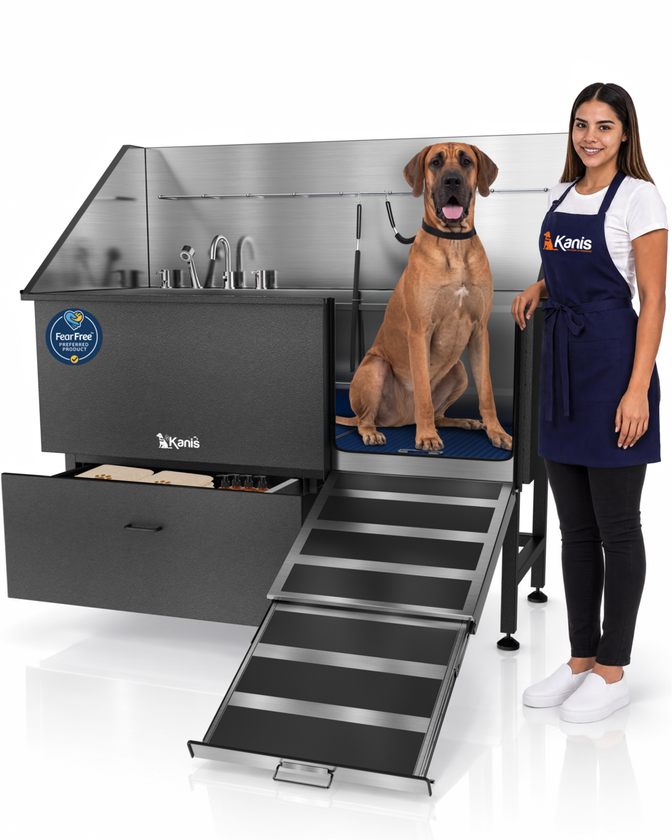 KANIS - Professional Stainless Steel Dog Bathing Station (Black)