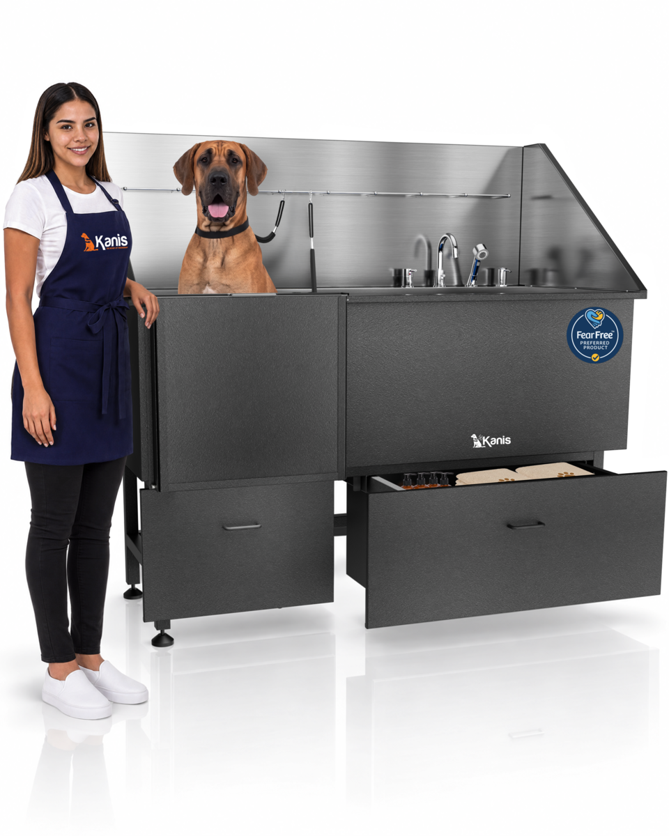 KANIS - Professional Stainless Steel Dog Bathing Station (Black)