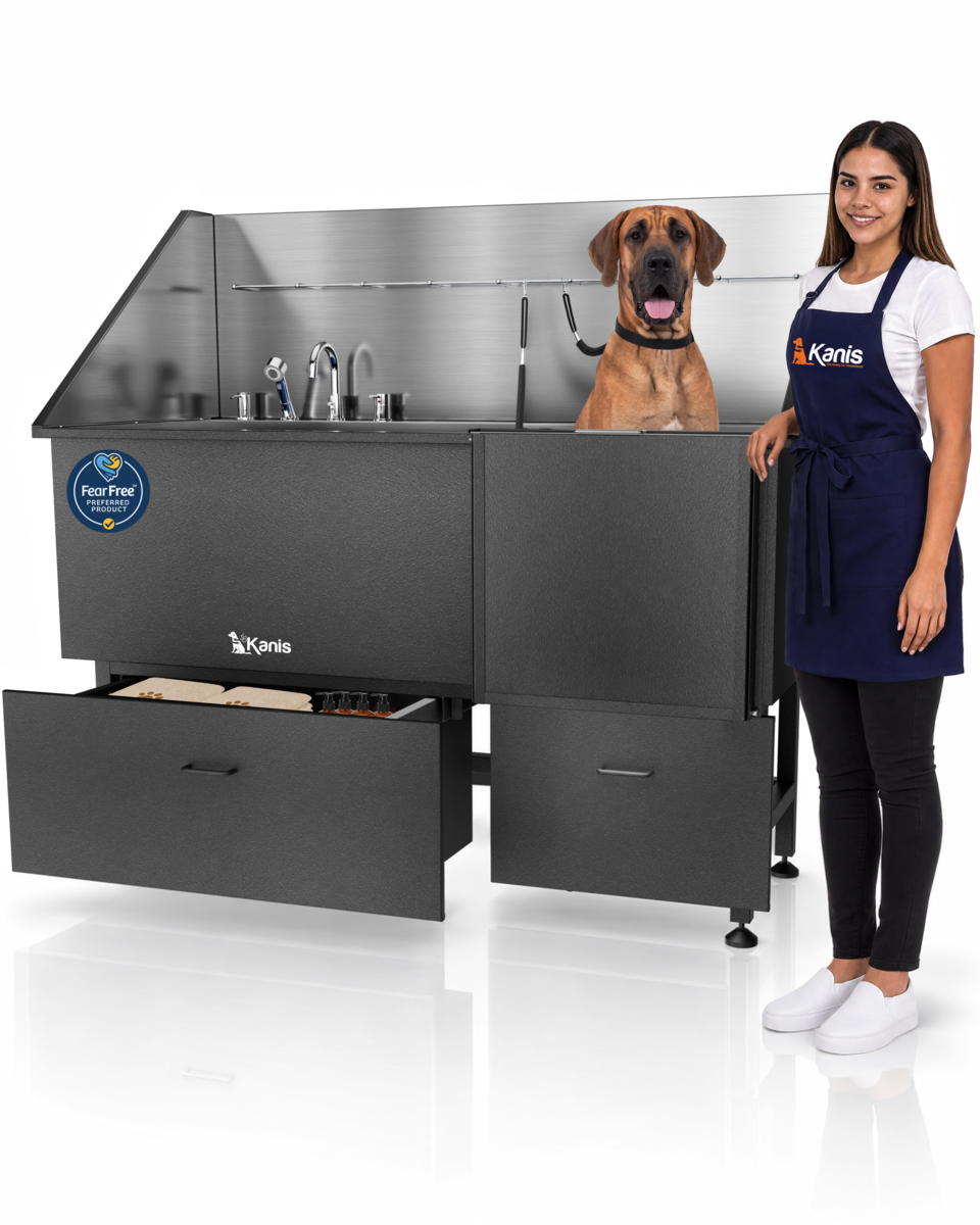 KANIS - Professional Stainless Steel Dog Bathing Station (Black)